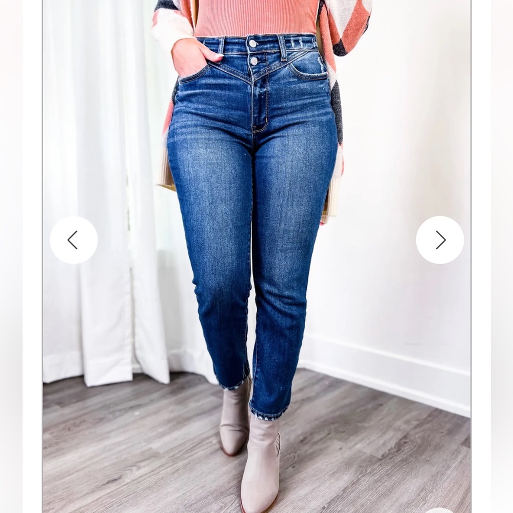 Judy Blue Over Easy Dark Wash High Rise Front Yoke Slim Fit Jeans